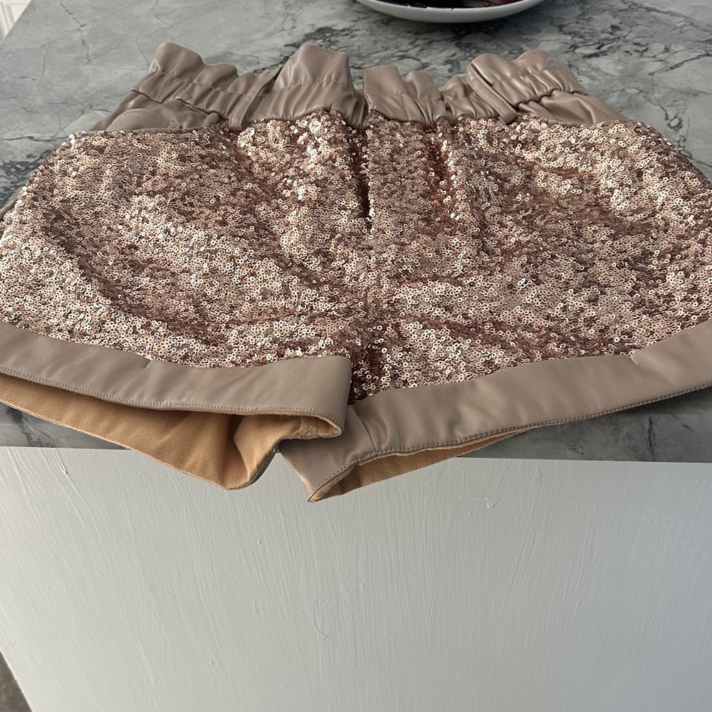 Fantastic Fawn High Waist Sequin Shorts - Tan